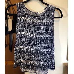 Navy and white A-line sleeveless top Size S